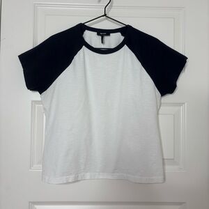 Me+Em Blue and White Raglan T-Shirt Top